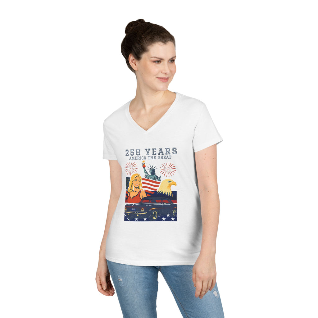 America The Great Ladies' V-Neck